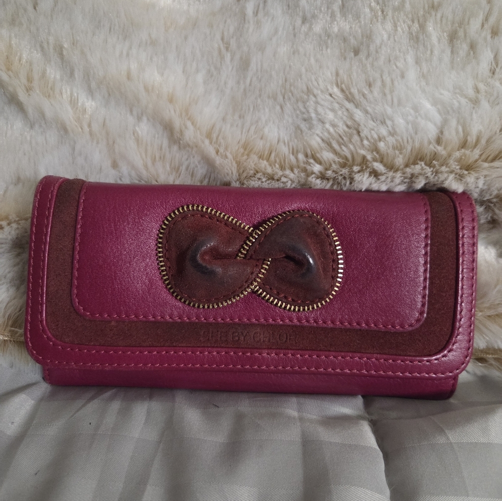 See By Chloe Pink and Brown Leather Continental Wallet